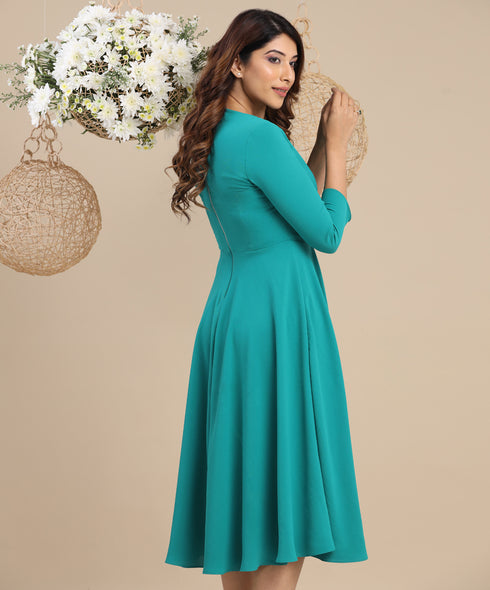 Half Sleeve Round Neck Skater Dress